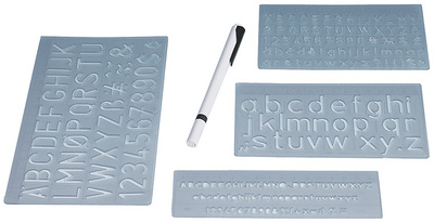 WEDO Schriftschablonen-Set, Schrifthöhen: 5 mm, 10 mm, 20 mm