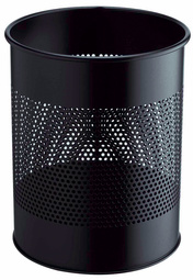 DURABLE Papierkorb METALL, rund, 15 Liter, schwarz