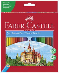 FABER-CASTELL Hexagonal-Buntstifte CASTLE, 12er Kartonetui