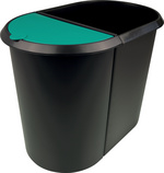 helit Papierkorb the double, oval, PE, ohne Deckel,schwarz