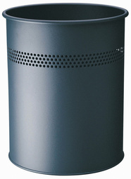 DURABLE Papierkorb METALL, rund, 15 Liter, metallic silber