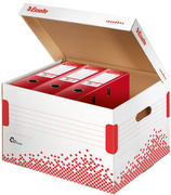 Esselte Archiv-Klappdeckelbox SPEEDBOX, für Ordner, weiß/rot