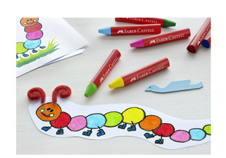 FABER-CASTELL Dreikant-Wachsmalkreide Jumbo, 12er Etui