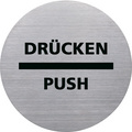 helit Piktogramm the badge DRÜCKEN/PUSH, rund, silber