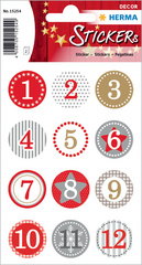 HERMA Weihnachts-Sticker DECOR Sterne, gold mit Ziffern