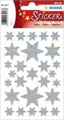 HERMA Weihnachts-Sticker DECOR Sterne, silber, Holografie