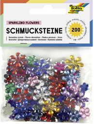 folia Schmucksteine Blumen, Größen und Farben sortiert