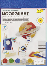 folia Glitter-Moosgummi, 200 x 290 mm, 5 Blatt, sortiert