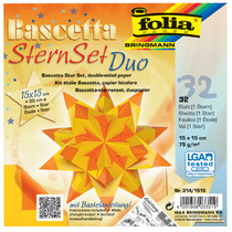 folia Faltblätter Bascetta-Stern, 150 x 150 mm, blau/silber