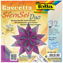 folia Faltblätter Bascetta-Stern, 150 x 150 mm, blau/silber