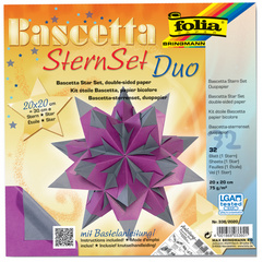 folia Faltblätter Bascetta-Stern, 200 x 200 mm, blau/silber