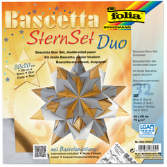 folia Faltblätter Bascetta-Stern, 200 x 200 mm, blau/silber