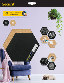 Securit Kreide- & Korktafel SILHOUETTE Hexagon