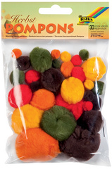 folia Pompons, 30 Stück, Größen sortiert, Pastellfarben