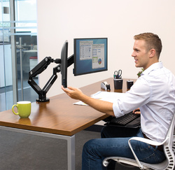 Fellowes TFT-/LCD-Doppel-Monitorarm Platinum, schwarz