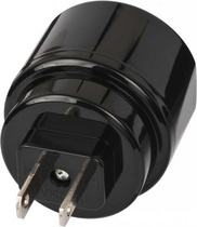 Brennenstuhl 1508450 Reisestecker/Reiseadapter (Reise-Steckdosenadapter zum Anschluss elektrischer Geräte mit Euro-Stecksystem in Ländern mit amerikanischem Stecksystem (Typ A): USA, Japan) schwarz