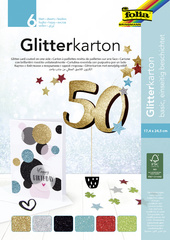 folia Glitterkarton-Block Basic, 170 x 245 mm, 300 g/qm