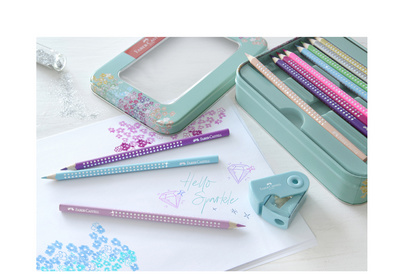 FABER-CASTELL Dreikant-Buntstifte GRIP SPARKLE, Geschenkset