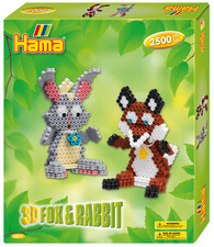 Hama Bügelperlen midi 3D Fuchs und Hase, Geschenkpackung