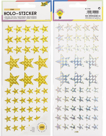 folia Holographie-Sticker Sterne, gold und silber