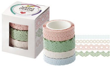 folia Deko-Bordüre Washi-Dekor Pastell, 4er Set