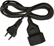 Brennenstuhl 1161790 Kunststoff-Verlängerungskabel 3m schwarz H03VVH2-F 2x0,75 Euroverlängerungskabel mit Eurostecker und Eurokupplung