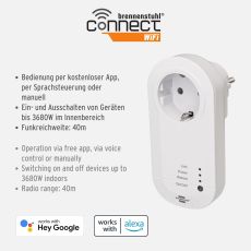 Brennenstuhl 1294840 brennenstuhl®Connect WiFi Steckdose mit 433MHz Sender WA 3600 LRF01 433