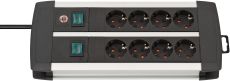 brennenstuhl Premium-Alu-Line Technik Steckdosenleiste 8-fach Duo schwarz 3m H05VV-F 3G1,5 4-fach schaltbare Steckdosen