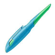 Ergonomischer Schulfüller für Rechtshänder mit Anfänger-Feder A - STABILO EASYbirdy in himmelblau/grasgrün - Einzelstift - inklusive Patrone - Schreibfarbe blau (löschbar)