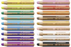 Buntstift, Wasserfarbe & Wachsmalkreide - STABILO woody 3 in 1 - ARTY - 18er Pack mit Spitzer und Pinsel - mit 18 verschiedenen Farben