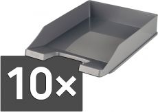 10er Pack Briefablage KLASSIK, dunkelgrau DIN A4/C4, stapelbar, stabil