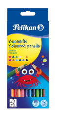 Pelikan Buntstifte Set, dreieckig, 12 Farben