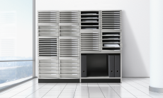HAN Schubladenbox CONTUR – modernes und modular erweiterbares Schubladensystem, mit 10 offenen Schubladen bis Format DIN B4, lichtgrau, 1510-0-11
