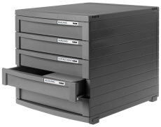 HAN Schubladenbox CONTUR – modernes und modular erweiterbares Schubladensystem, mit 5 geschlossenen Schubladen bis Format DIN B4, dunkelgrau, 1505-191