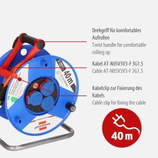 Brennenstuhl 1208750 Kabeltrommel Garant, IP44, Kabel: 40 m