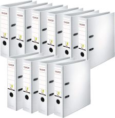 Original Falken 10er Pack PP-Color Kunststoff-Ordner. Made in Germany. 8 cm breit DIN A4 weiß Vegan Ringordner Aktenordner Briefordner Büroordner Plastikordner Schlitzordner