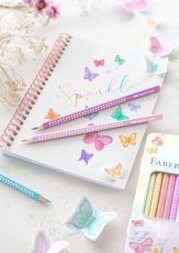 Faber-Castell 201910 - Buntstifte Set Sparkle Pastell 12-teilig, im Metalletui, dreikant, bruchsicher