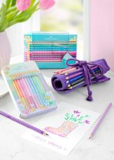 Faber-Castell 201910 - Buntstifte Set Sparkle Pastell 12-teilig, im Metalletui, dreikant, bruchsicher