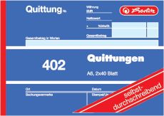 Herlitz Quittungsblock 402, selbstdurchschreibend, A6 quer, 2 x 40 Blatt (10 Stück)