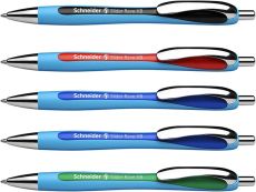 Schneider Slider Rave XB Kugelschreiber (Strichstärke: XB, dokumentenechte Mine, Made in Germany) 5er Packung, Schreibfarbe: 2x blau, schwarz, rot und grün