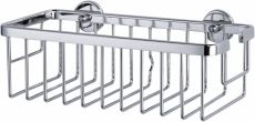 tesa ALUXX Duschkorb, Aluminium, verchromt, garantiert rostfrei, inkl. Klebelösung, tiefer Boden, 125 mm x 250 mm x 92 mm