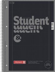 10 Collegeblöcke Brunnen Student A4, Colour Code onyx, kariert (Lin. 28) 80 Blatt, 90g/m²