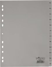 Durable Monatsregister umgekehrter Ablauf (A4, geprägte Taben Dez-Jan, 12-teilig, Universallochung) 25 Stück, grau, 650710