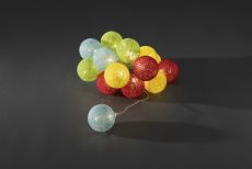 Konstsmide 3136-503 - LED Dekolichterkette, bunte Baumwollkugeln, groß, 16 warmweiße Dioden, 24V Innentrafo, transparentes Kabel