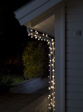 Konstsmide 3680-107 - LED Globelichterkette, kleine & große runde Dioden, 80 warm weiße Dioden, 24V Außentrafo, schwarzes Kabel