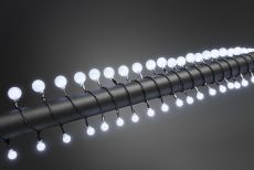 Konstsmide 3680-207- LED Globelichterkette, kleine & große runde Dioden, 80 kalt weiße Dioden, 24V Außentrafo, schwarzes Kabel