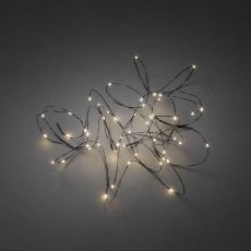 Konstsmide 6386-100 -  50er LED Tropfenlichterkette mit warmweißen Dioden und schwarzem Draht - Innenbereich