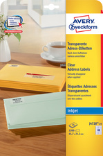 AVERY Zweckform Transparente Adress-Etiketten, 63,5 x 29,6mm