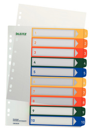 LEITZ Kunststoff-Register, Zahlen, A4 Überbreite, 1-12, PC-