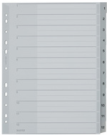 LEITZ Kunststoff-Register, Zahlen, A4 Überbreite, 1-20, grau